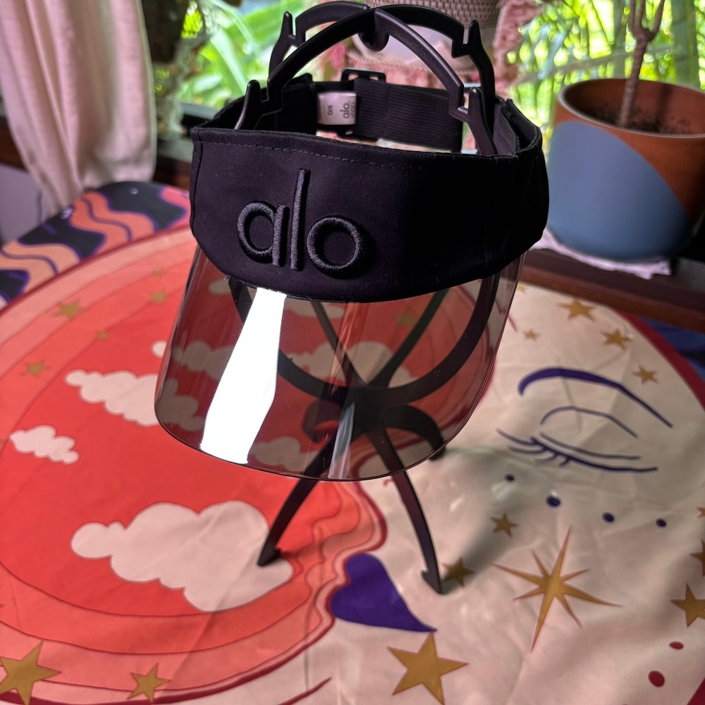 Alo Yoga Solar Visor Black Tinted Transparent Brim Adjustable Hat One Size Sport